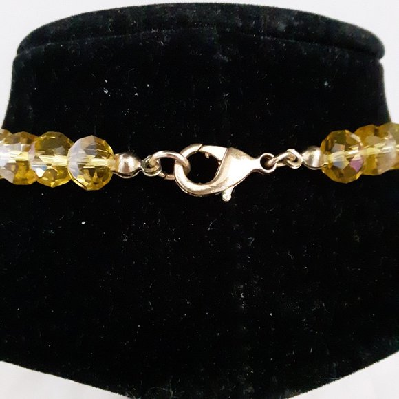 Aurora Borealis Yellow Amber Clear with Beads Cluster Necklace - Picture 4 of 8